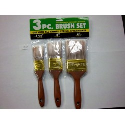 3 pc Wood Handle Paint Brush Set Pk 6/72