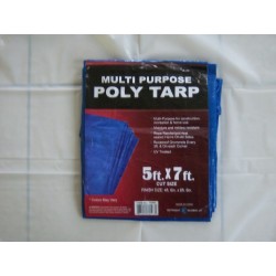 5'X7' Poly Tarp w/ medal grommets every 3 feet and on each corner. UV treated