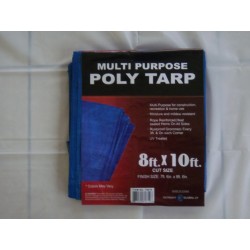 8'X10' Poly Tarp W/ medal grommets every 3 feet and on each corner. UV treated