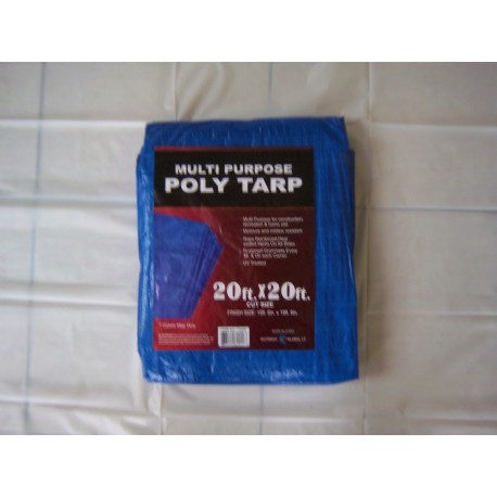 20'x20' Poly Tarp W/ medal grommets every 3 feet and on each corner. UV treated